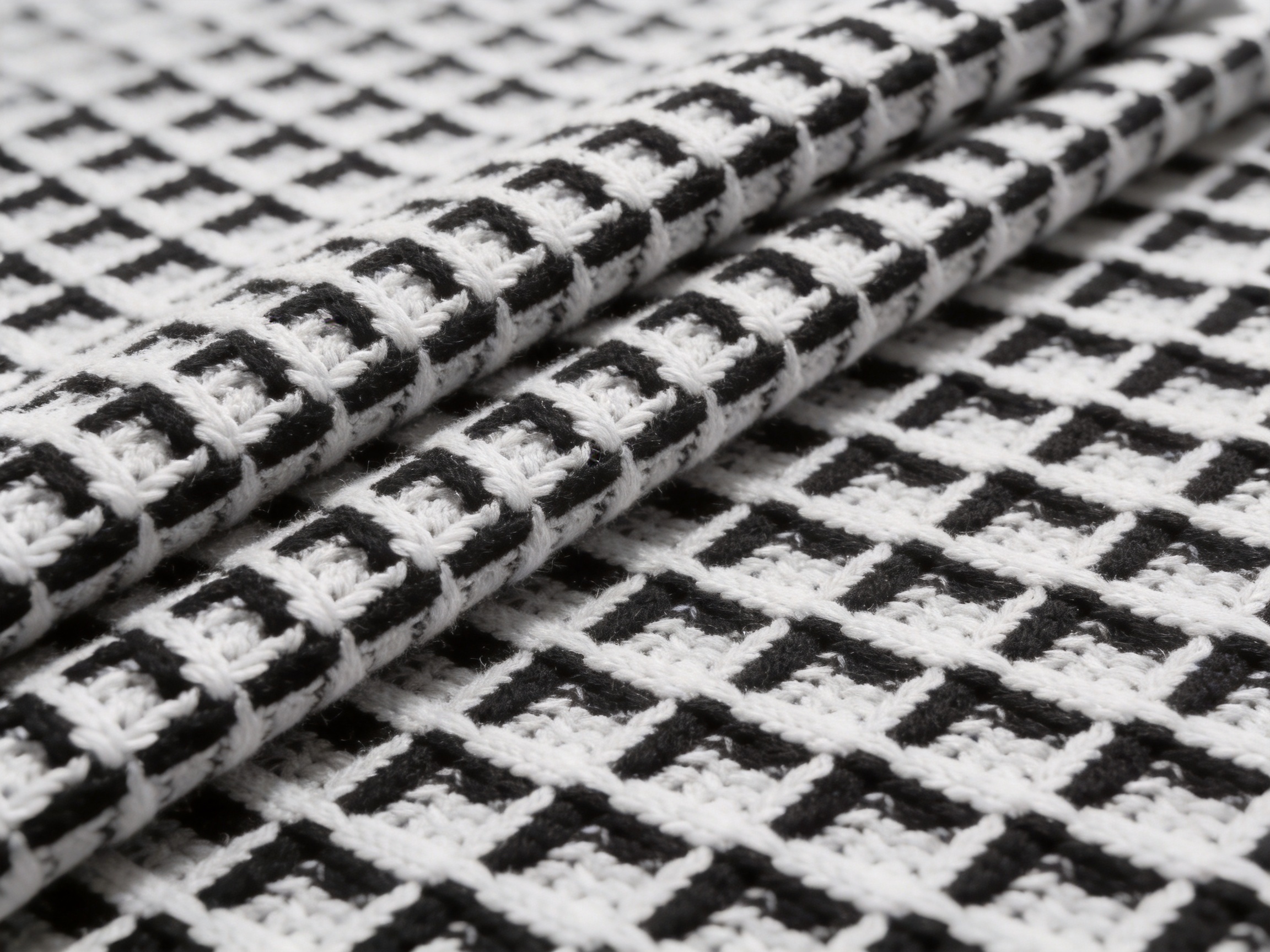 Jacquard Black and White Grid Fabric for Modern Apparel and Interior Design