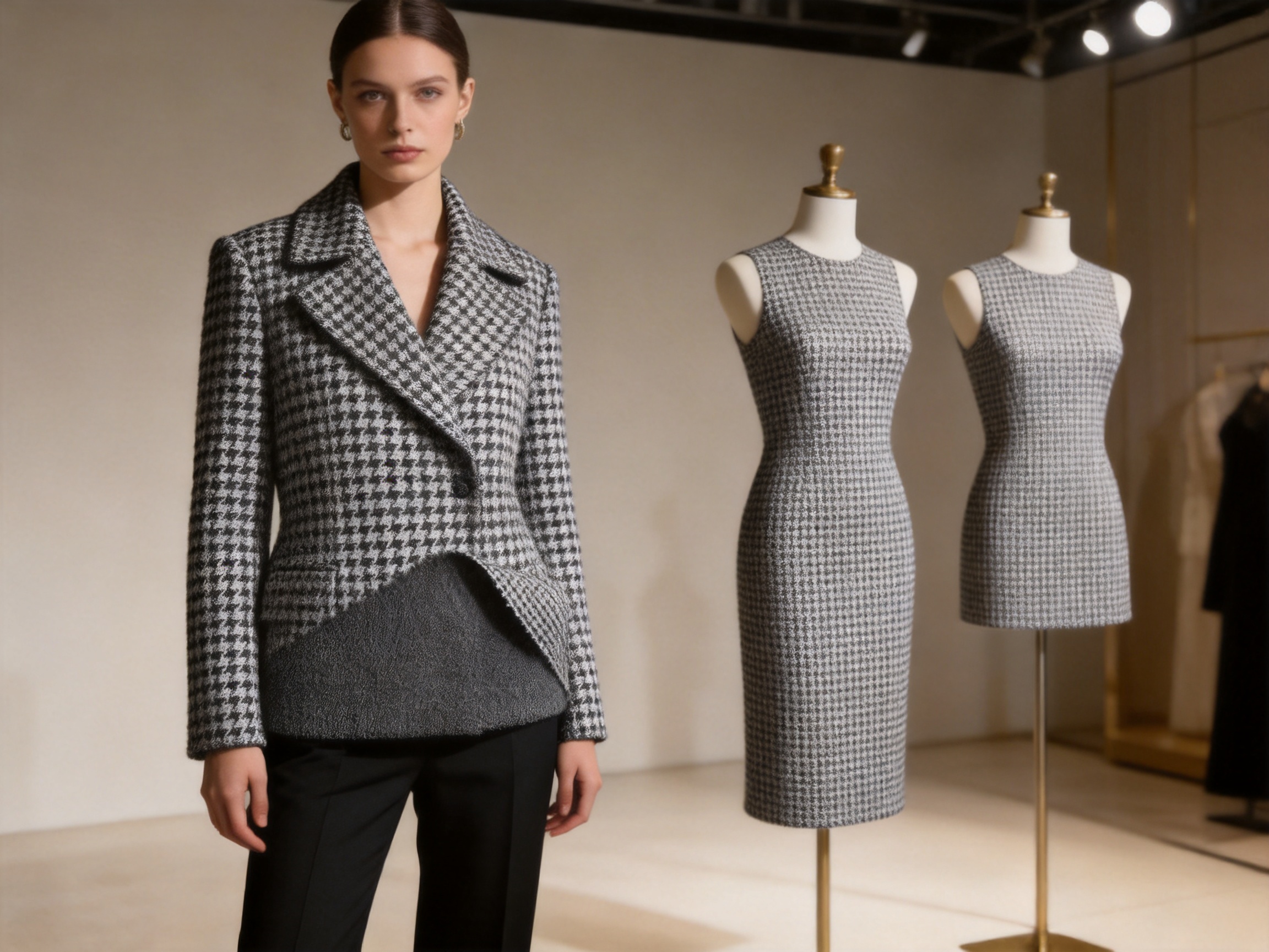 Houndstooth Design Jacquard Fabric for Fashion, Tailoring, and Interior Applications