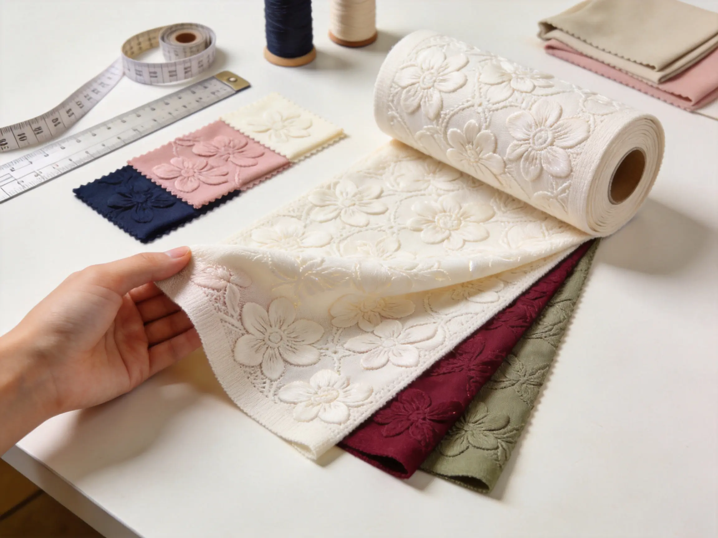 Floral-Patterned Knitted Jacquard Fabric for Elegant, Comfortable Apparel