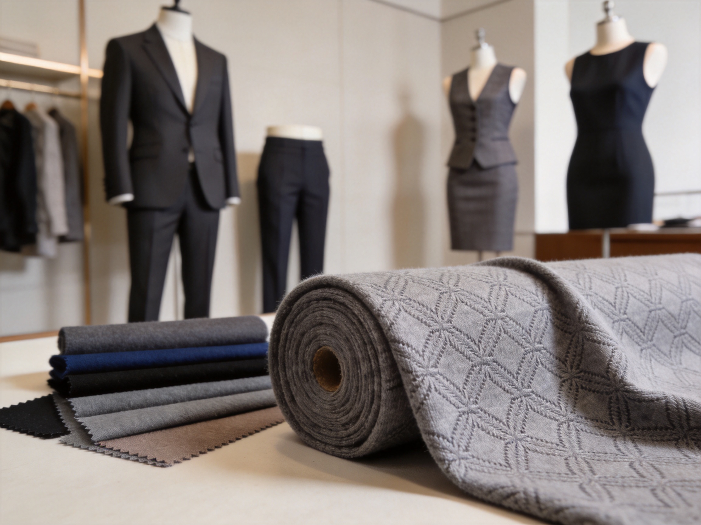 Premium Double-Knit Jacquard Fabric for Structured Suits and Modern Businesswear